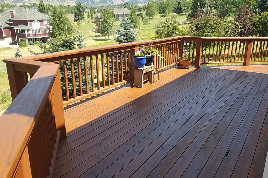 newly finished deck in Gallatin county, Montana in the summer